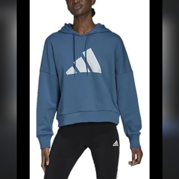 ADIDAS three bar 3B logo orbit hoodie sweatshirt in violet blue flattering fit - Picture 6 of 17